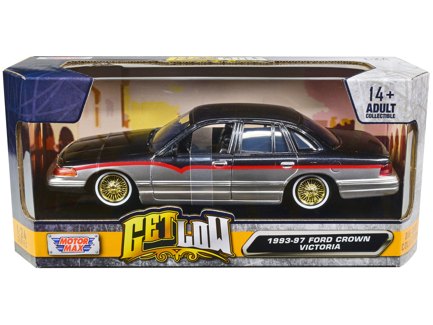 1993-1997 Ford Crown Black Diecast Model Car Lowriders