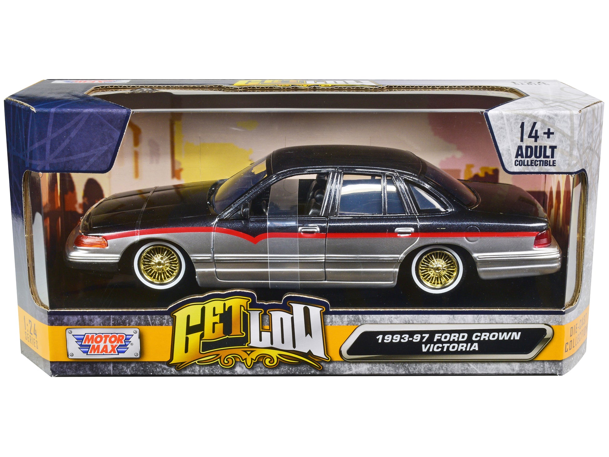 1993-1997 Ford Crown Black Diecast Model Car Lowriders