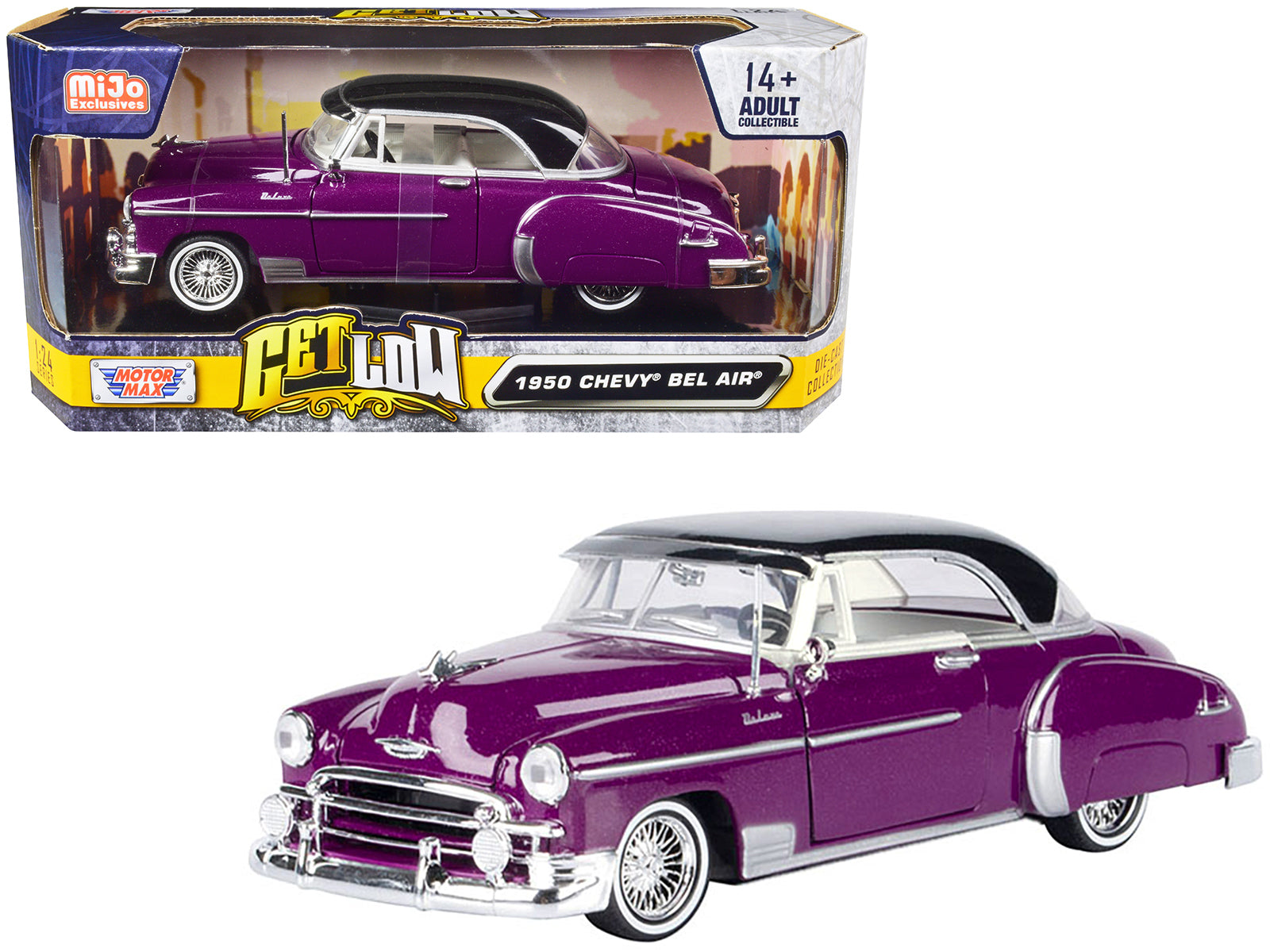 1950 Chevrolet Bel Air Purple Diecast Model Car Lowriders