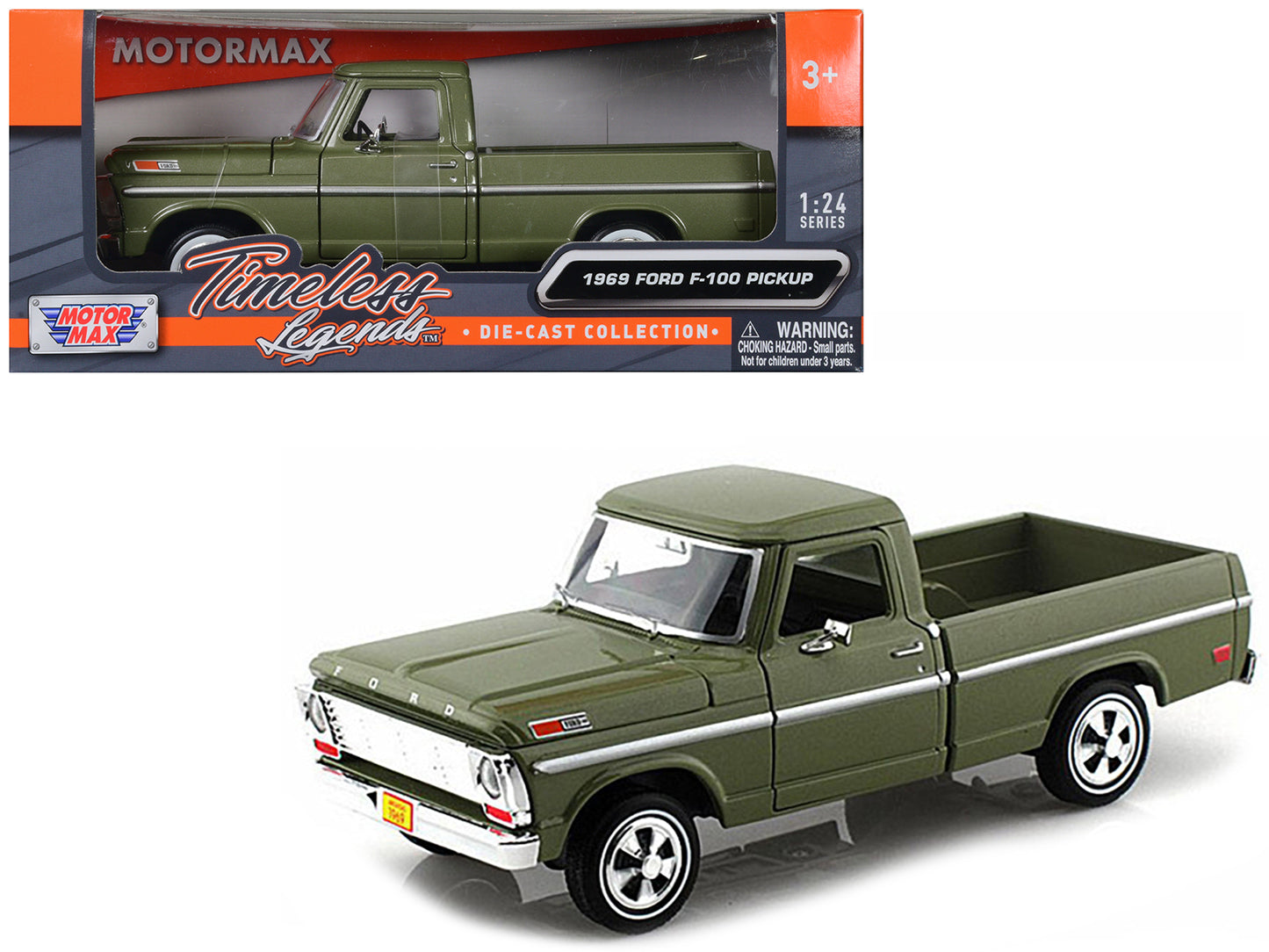1969 Ford F-100 Green Diecast Model Pickup Truck 