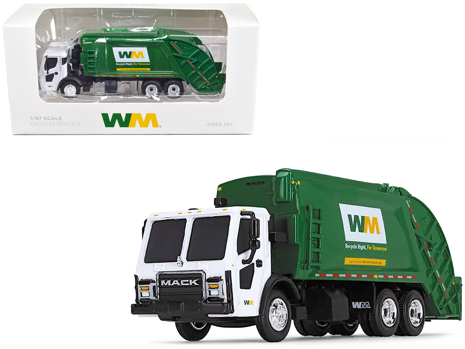 Mack LR Refuse Rear White Diecast Model Garbage Truck 