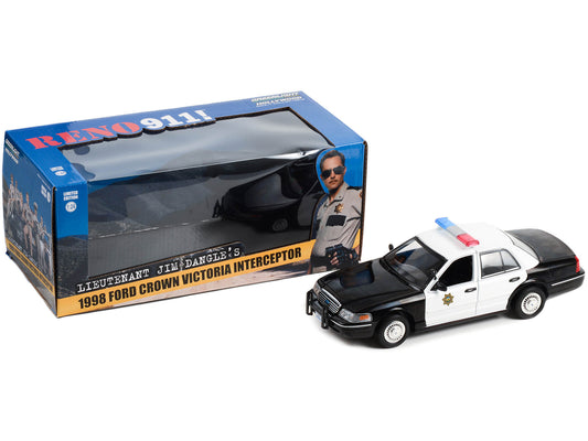 1998 Ford Crown Victoria Black & White Diecast Model Car Reno 911