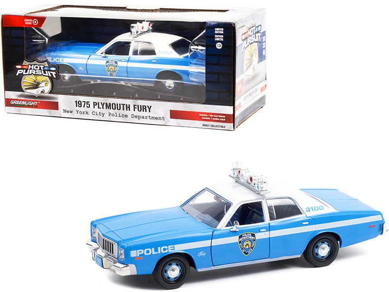 1975 Plymouth Fury Light Blue Diecast Model Car 