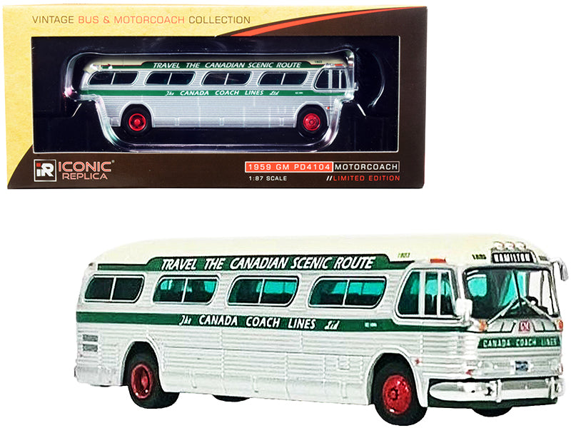 1959 GM PD4104 Motorcoach Silver Diecast Model Bus 