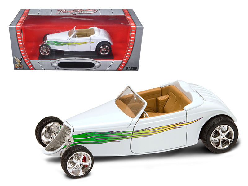 
Brand new 1:18 scale diecast car model of 1933 Ford Roadster die cast car by Road Signature.


Brand new box.


Rubber tires.

Has