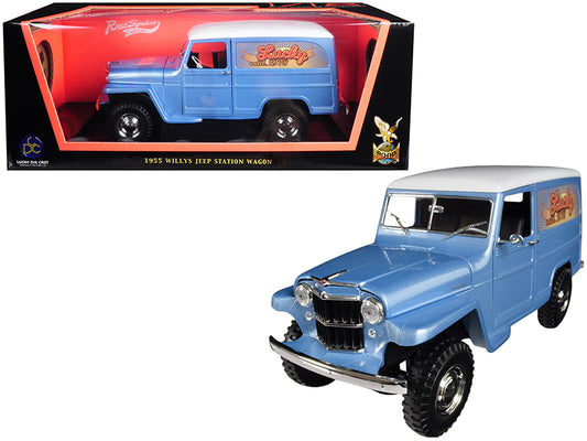 1955 Willys Jeep Station Blue Diecast Model Car 