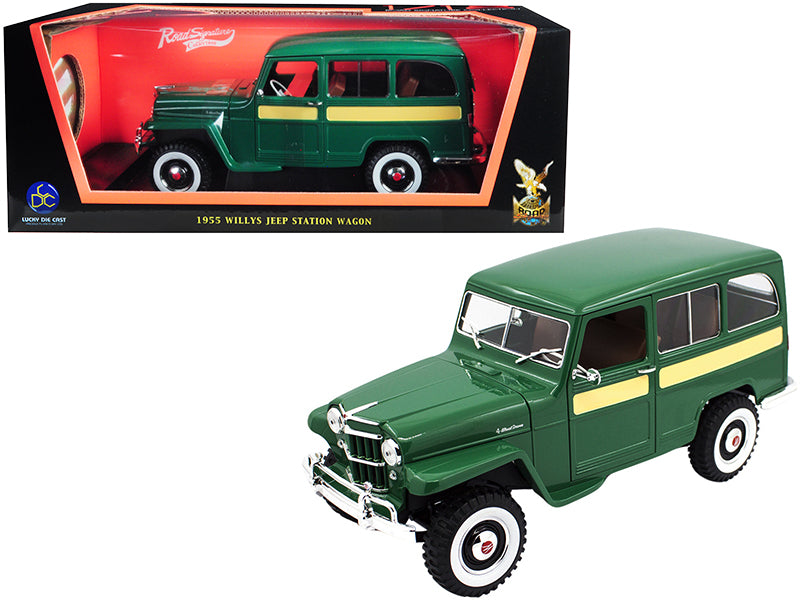 1955 Willys Jeep Station Green Diecast Model Car 