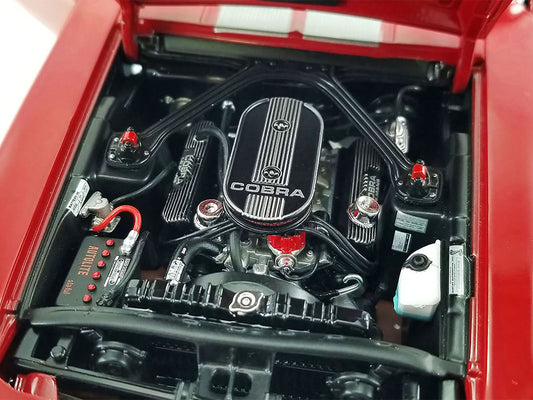 Brand new 1/18 scale diecast car model of 1968 Ford Mustang Shelby GT500 KR Restomod Candy Apple Red with Silver Metallic Stripes New School