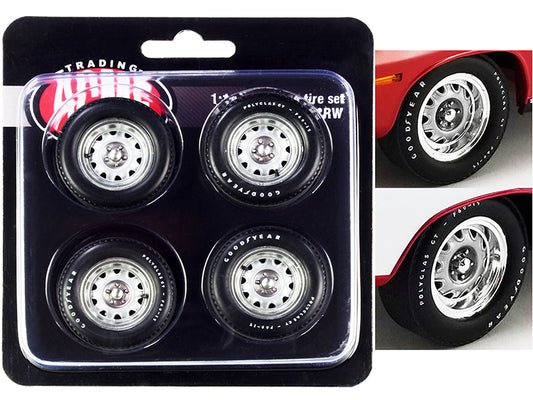 >Brand new 1/18 scale Mopar Rally Wheel and Tire Set of 4 pieces by ACME.</li>
<li>Brand new box.</li>
<li>Real rubber tires.</li>
<li>Of
