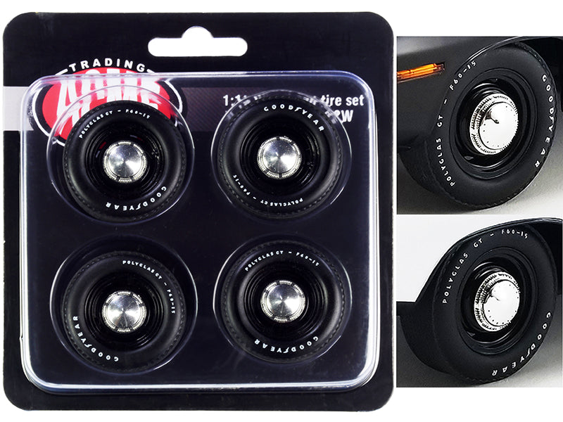 Brand new 1/18 scale Mopar Black Steel Wheel and Tire Set of 4 pieces by ACME.
Brand new box.
Real rubber tires.
Offi