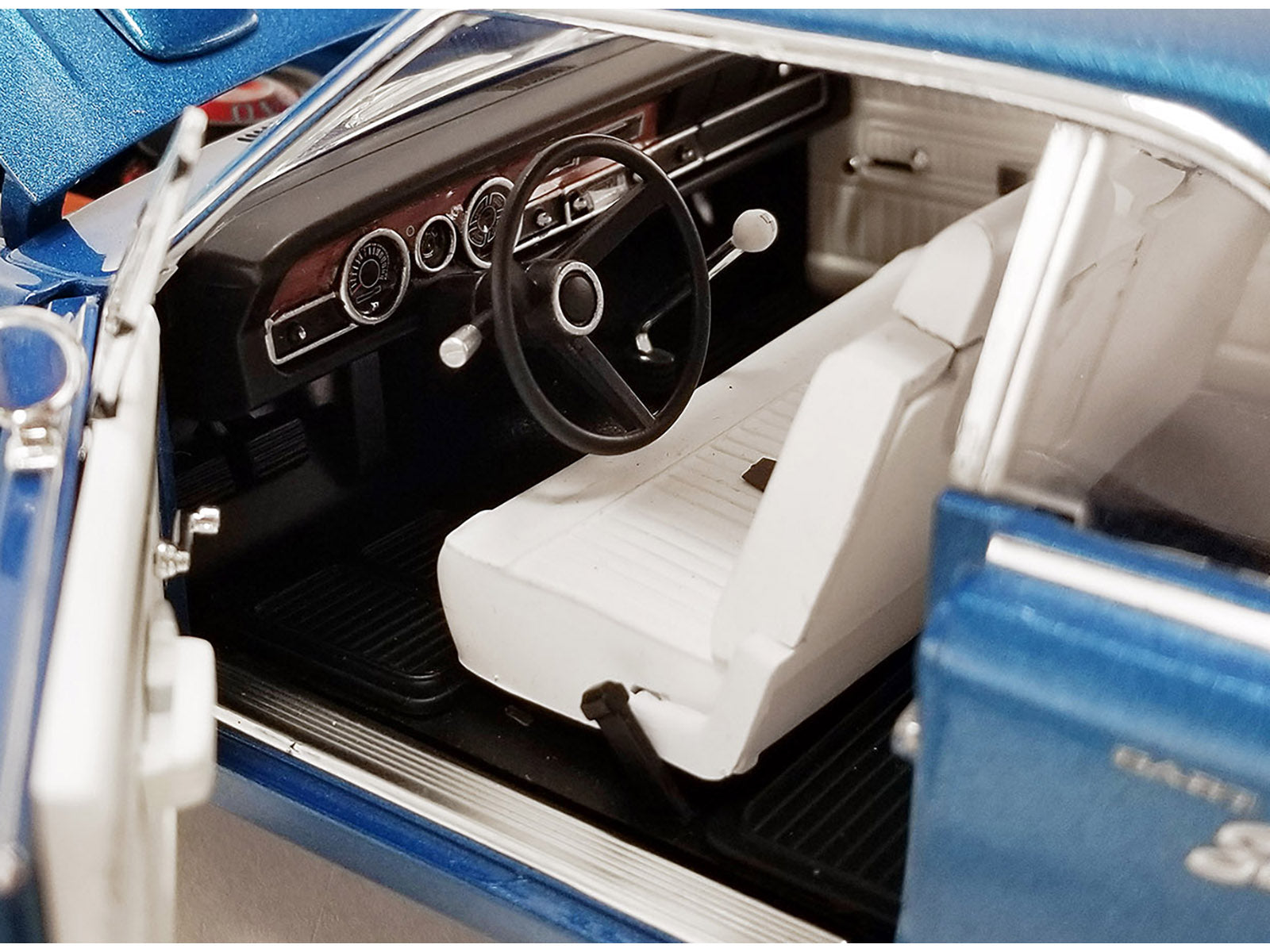 Brand new 1/18 scale diecast car model of 1970 Dodge Dart Swinger Blue Metallic with White Interior Limited Edition to 276 pieces Worldwide 