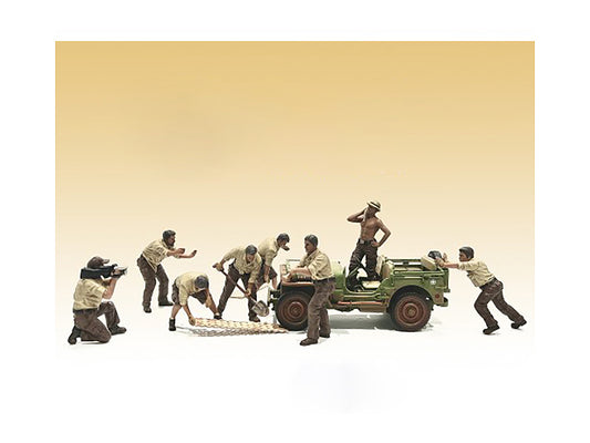 8 Piece Set of   Model Auto Mechanic Figure Automotive Repair