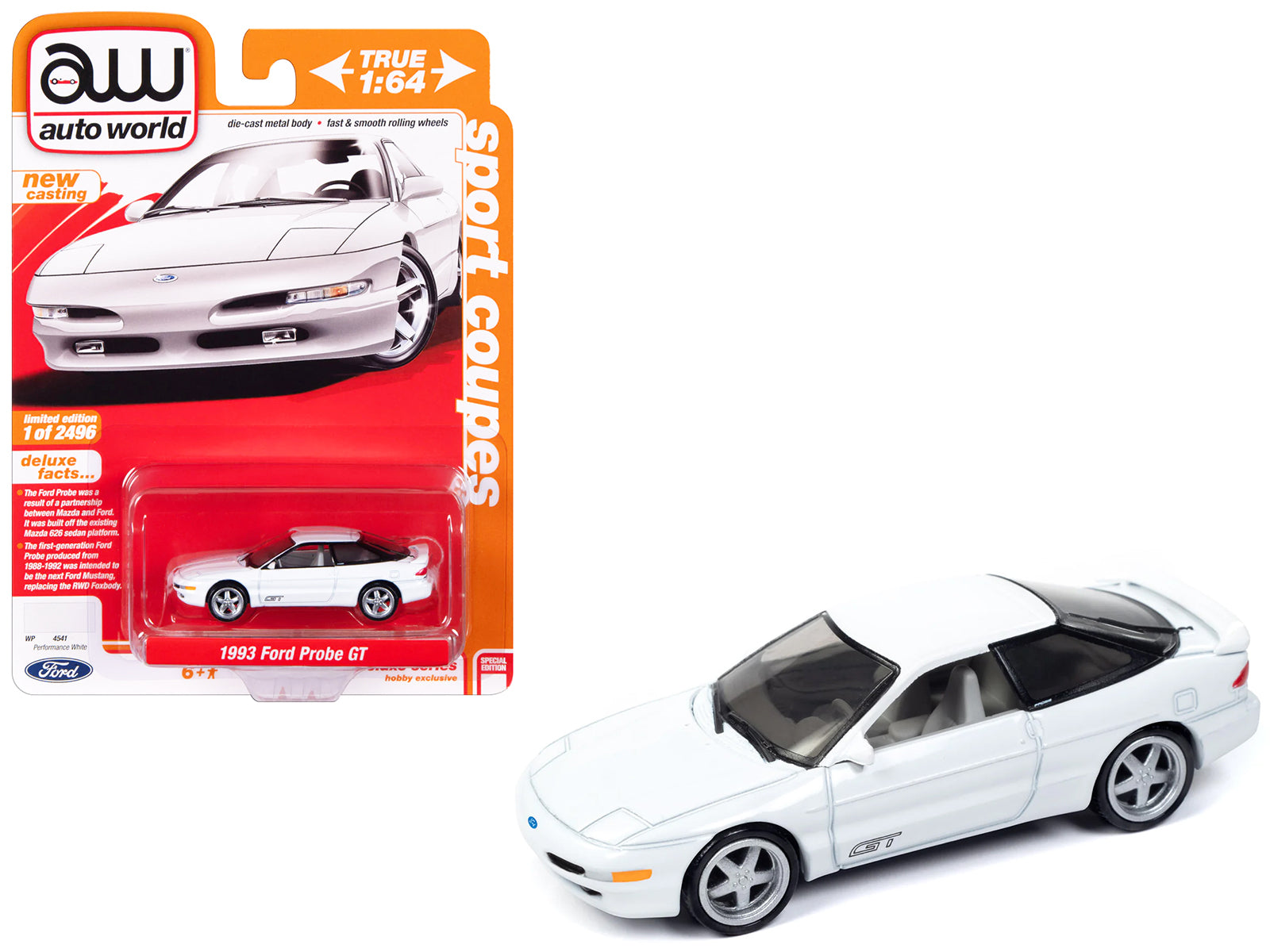 1993 Ford Probe GT White Diecast Model Car 