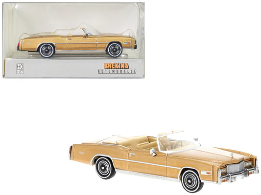 Brand new 1/87 scale plastic car model of 1976 Cadillac Eldorado Convertible Beige Metallic plastic model car by Brekina