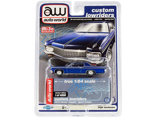 1970 Chevrolet Impala Sport Blue Diecast Model Car Lowriders