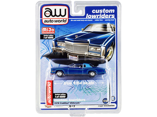 1975 Cadillac Eldorado Dark Blue Diecast Model Car Lowriders