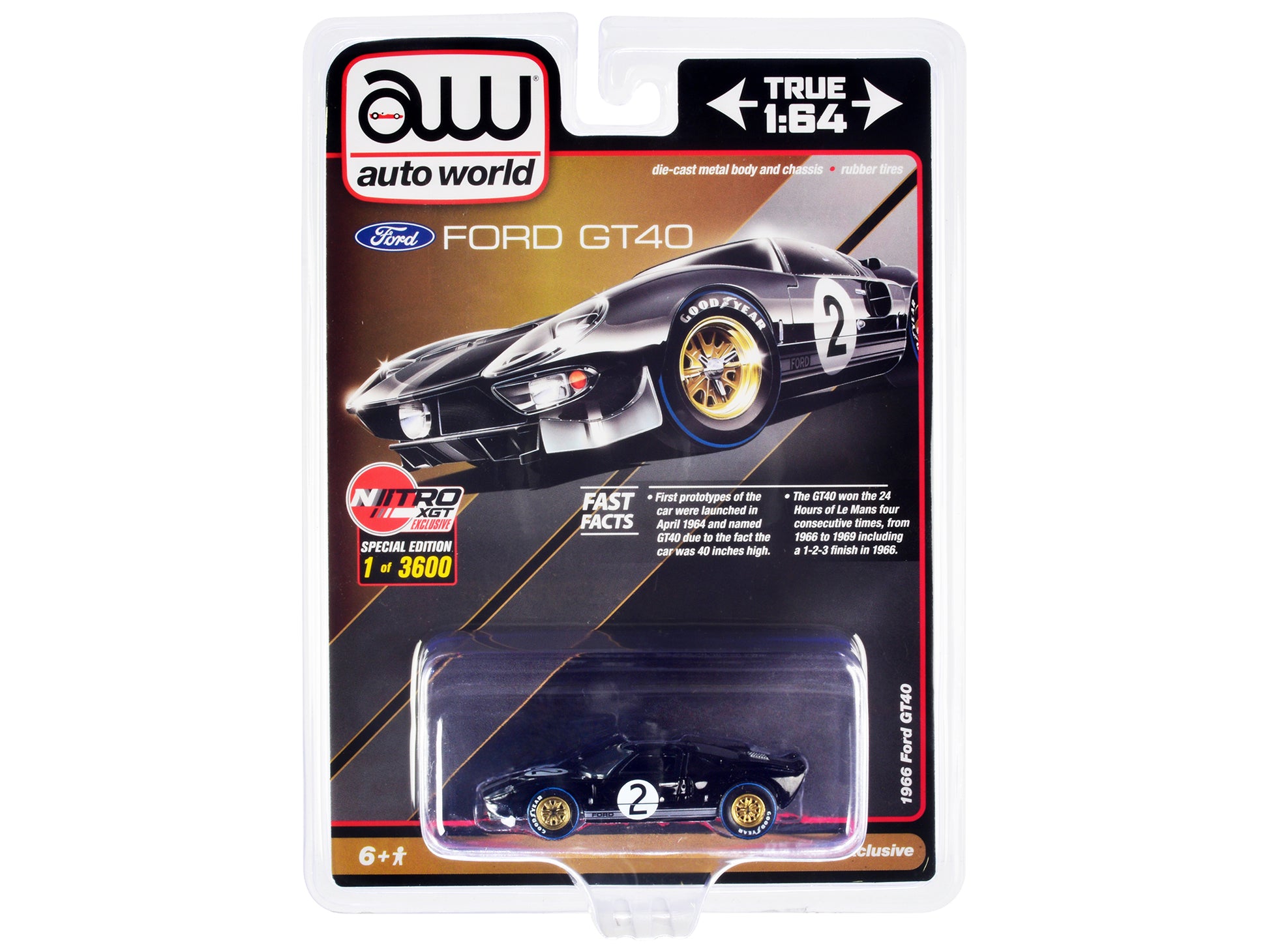 1966 Ford GT40 RHD Black Diecast Model Race Car 