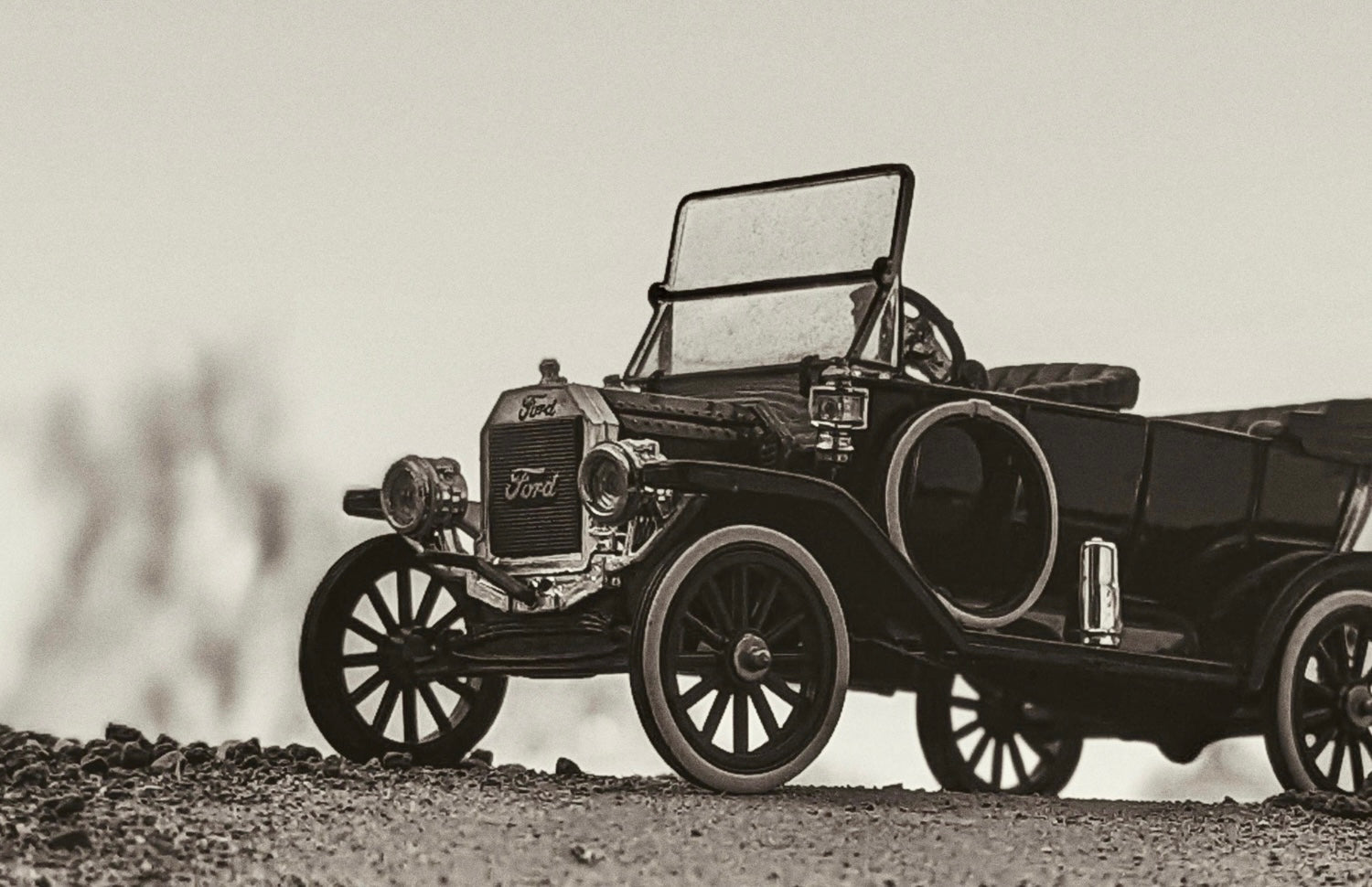 A vintage early 1900's black Ford Model A scale replica diecast car