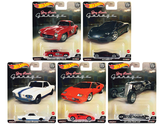 Brand new diecast car models of "Jay Leno's Garage" 5 piece Set "Car Culture" Series die cast model cars by Hot Wheels.
