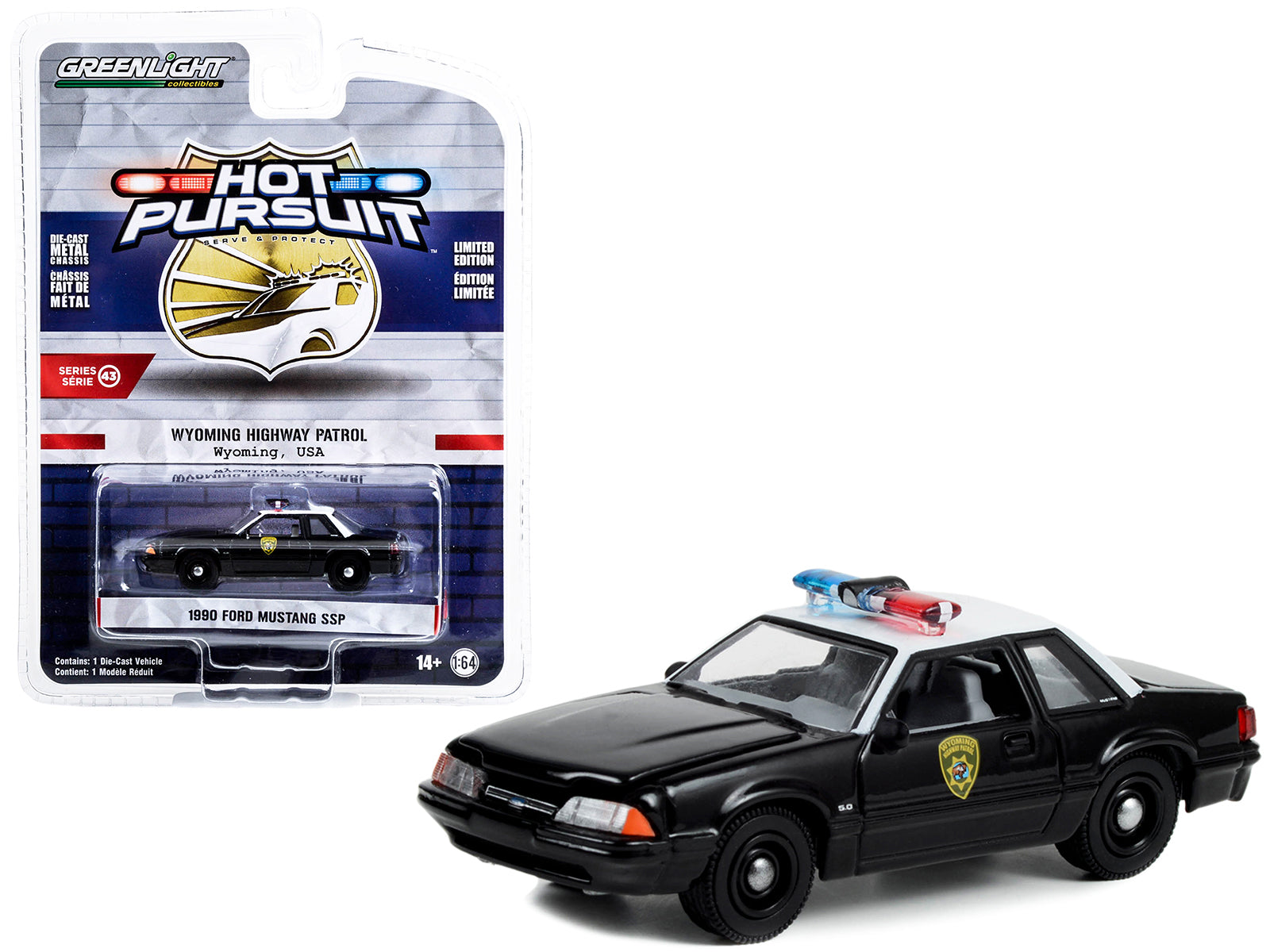 1990 Ford Mustang SSP Black & White Diecast Model Car 