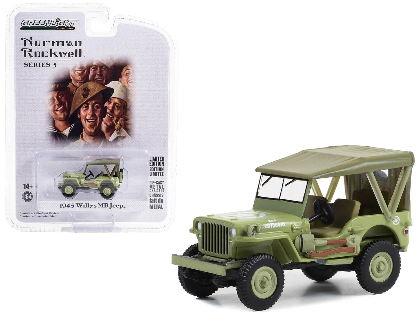 1945 Willys MB Jeep Green Diecast Model Car 