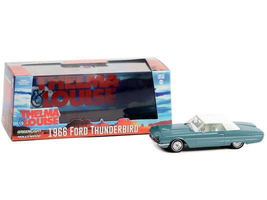 Brand new 1/43 scale diecast car model of 1966 Ford Thunderbird Convertible Top-Up Light Blue Metallic with White Interior Thelma Louise 199