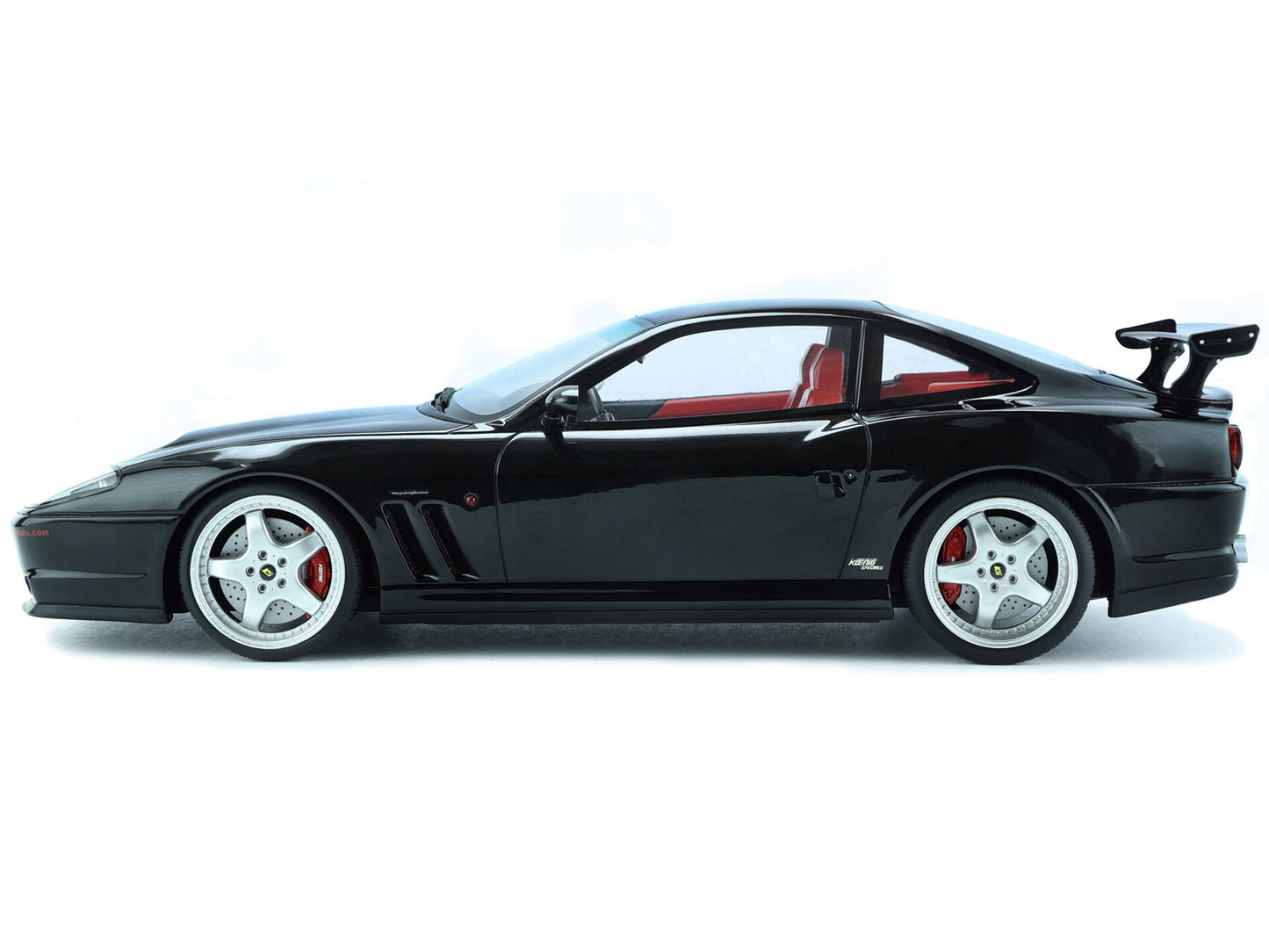 Brand new 1/18 scale car model of 1997 Ferrari 550 "Koenig Special" Black with Red Interior model car by GT Spirit.
Bra
