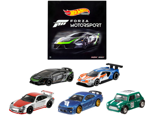Brand new diecast car models of "Forza Motorsport" 5 piece Set die cast model cars by Hot Wheels.
Brand new box.
Real 