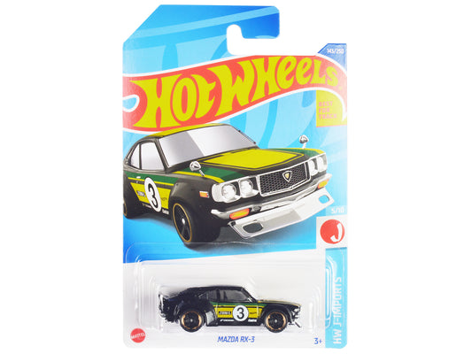 Brand new diecast car model of Mazda RX-3 #3 Black and Yellow with Green Stripes HW J-Imports Series die cast model car by Hot Wheels.
Bran