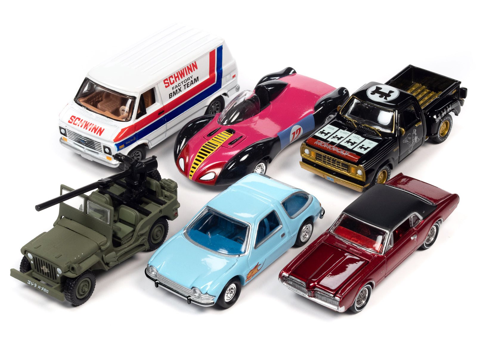 Brand new 1/64 scale diecast car models of Pop Culture 2023 Set of 6 Cars Release 1 die cast model cars by Johnny Lightning.
Brand new boxe
