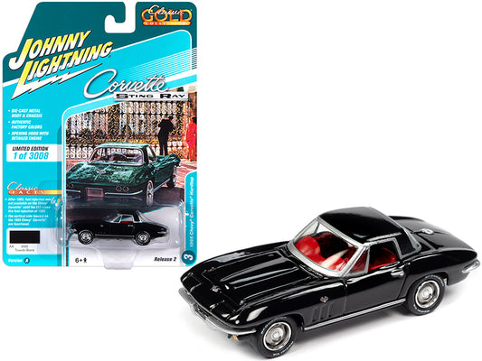 Brand new 1/64 scale diecast car model of 1965 Chevrolet Corvette Hardtop Tuxedo Black with Red Interior Classic Gold Collection Limited Edi