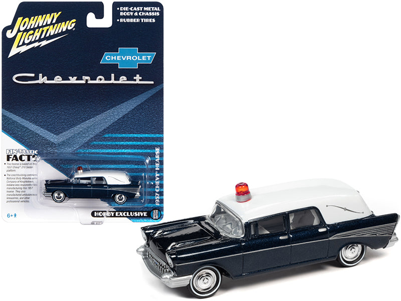 1957 Chevrolet Hearse Metisse Blue Diecast Model Car 