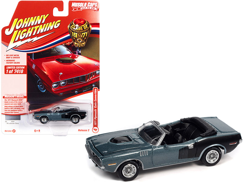 1971 Plymouth Barracuda Convertible Gray Diecast Model Car 
