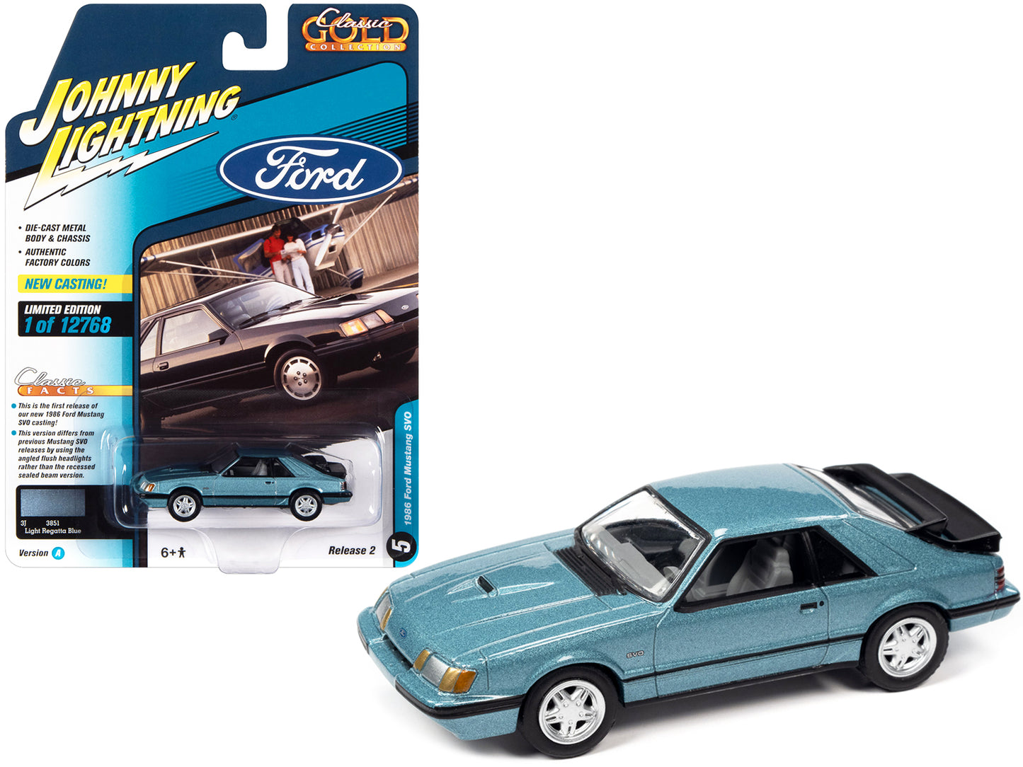 1986 Ford Mustang SVO Blue Diecast Model Car 