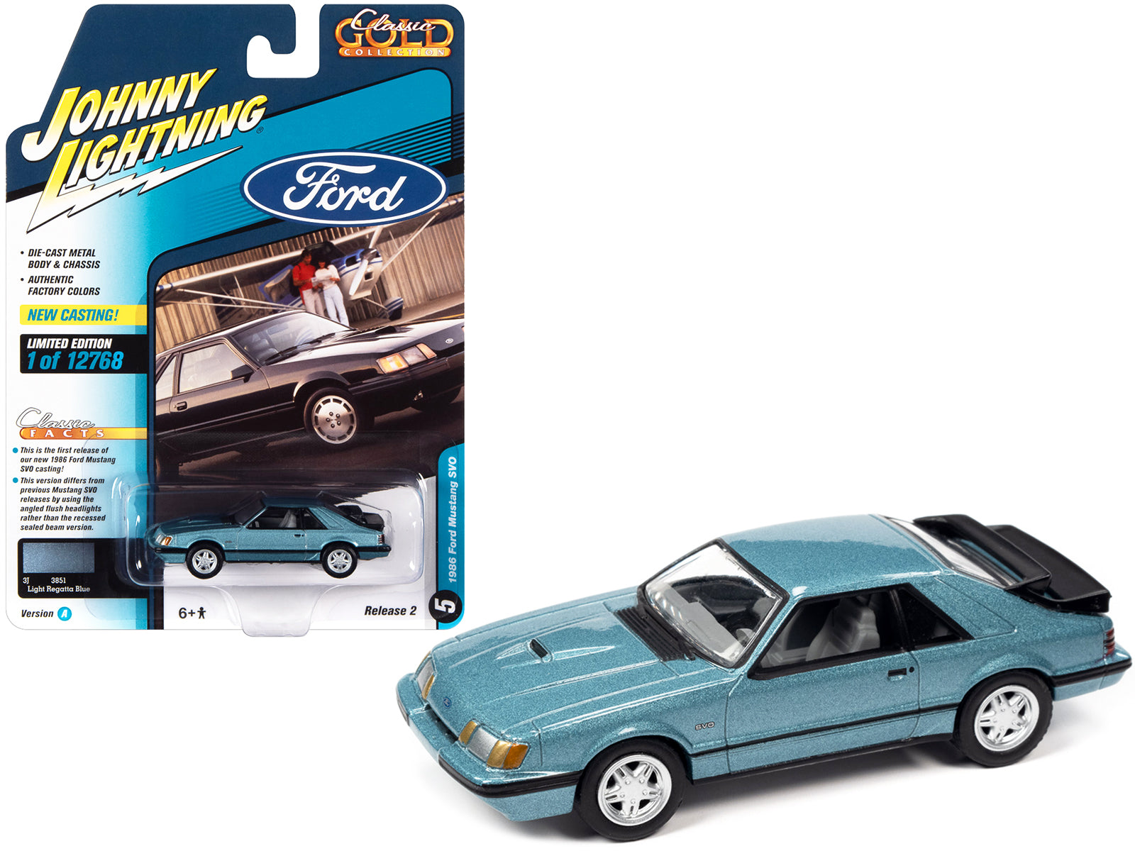 1986 Ford Mustang SVO Blue Diecast Model Car 