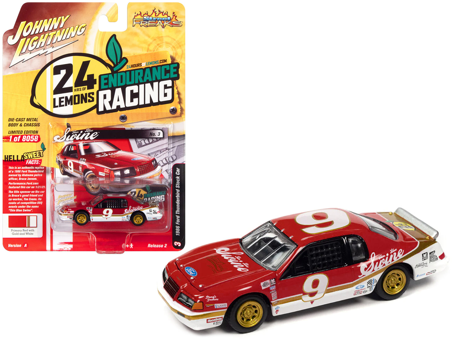 1986 Ford Thunderbird Stock Red Diecast Model Race Car 