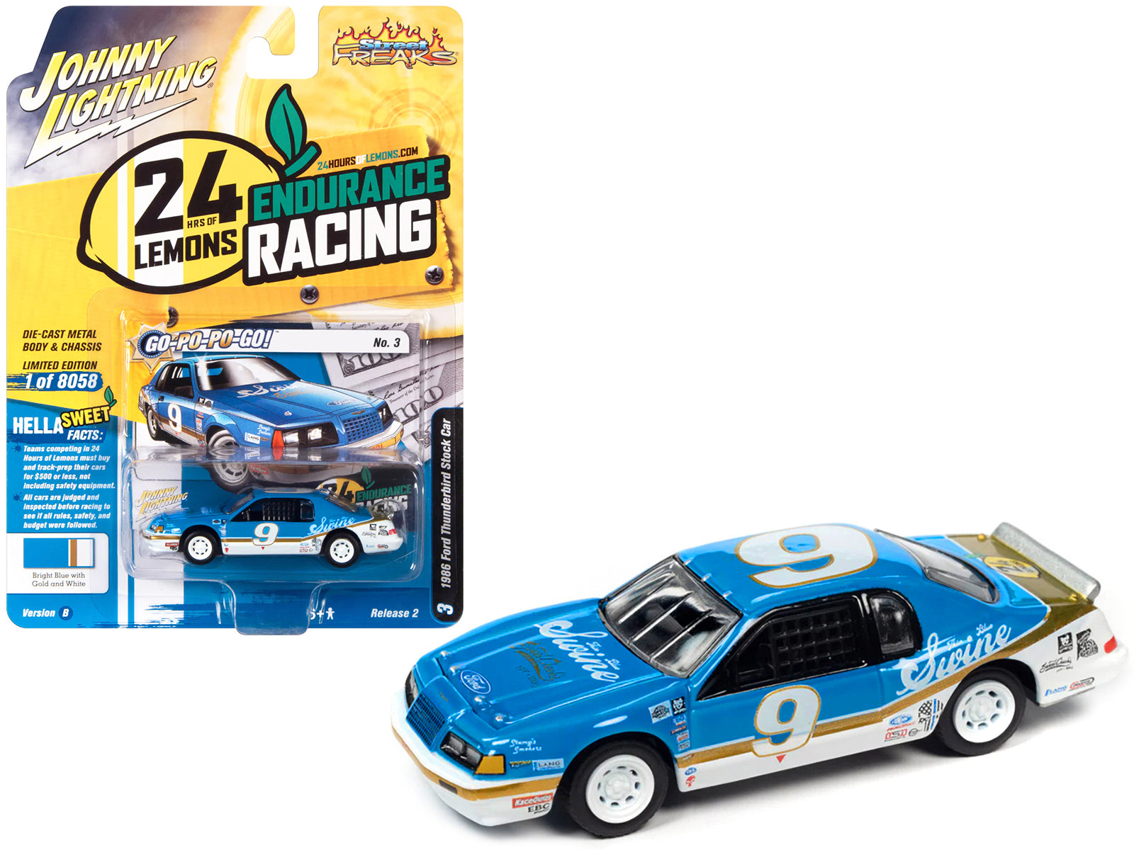1986 Ford Thunderbird Stock Blue Diecast Model Car 