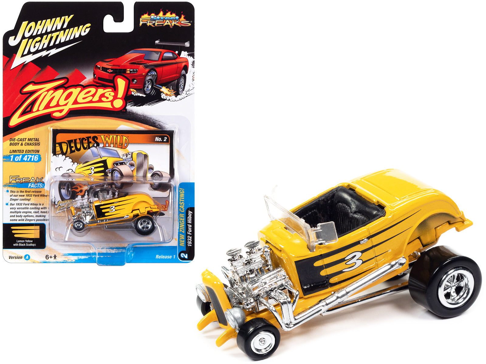 1932 Ford Hiboy #3 Yellow Diecast Model Race Car 
