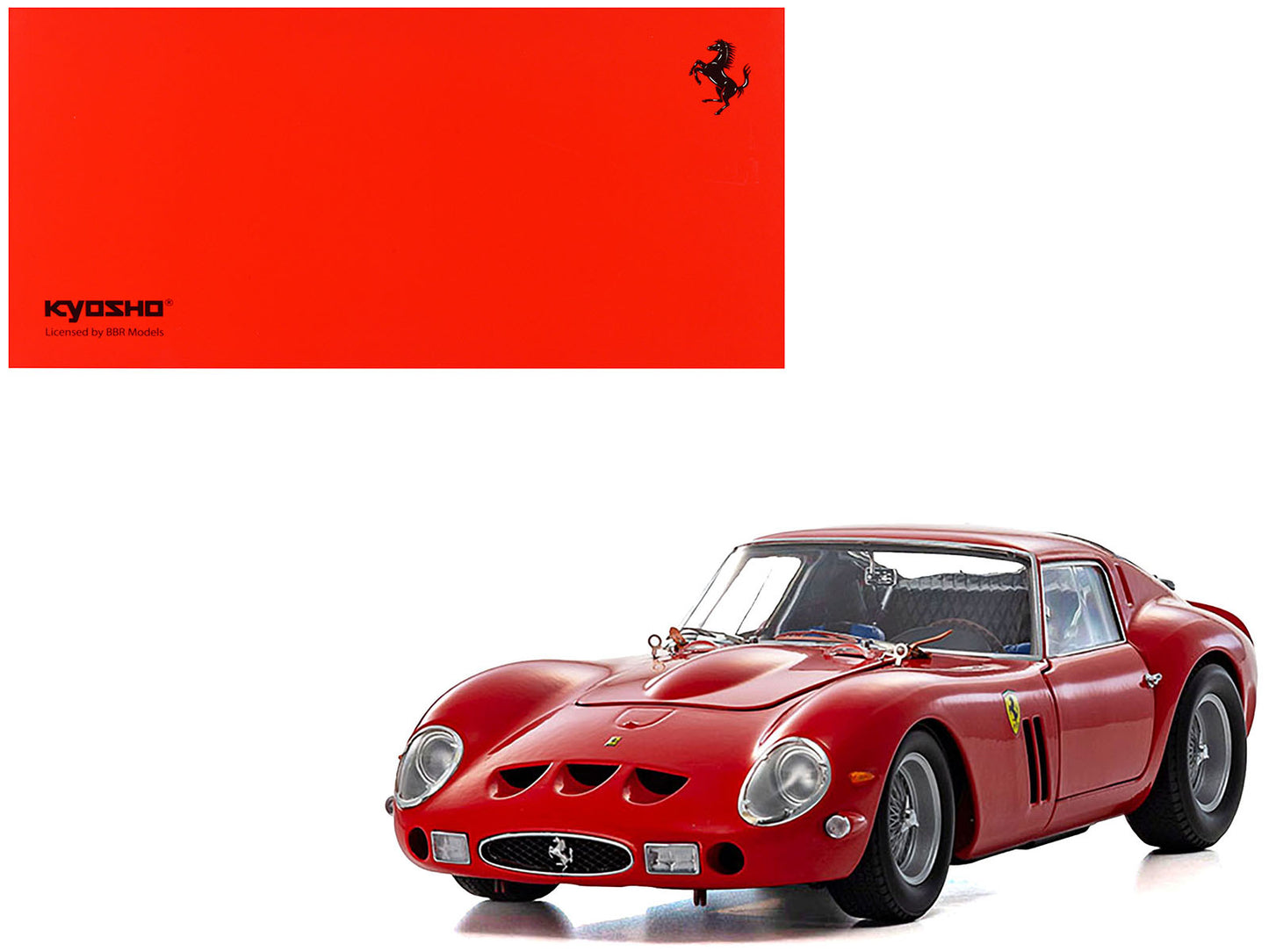 Brand new 1/18 scale diecast car model of Ferrari 250 GTO Red die cast model car by Kyosho.
Brand new box.
Real rubber