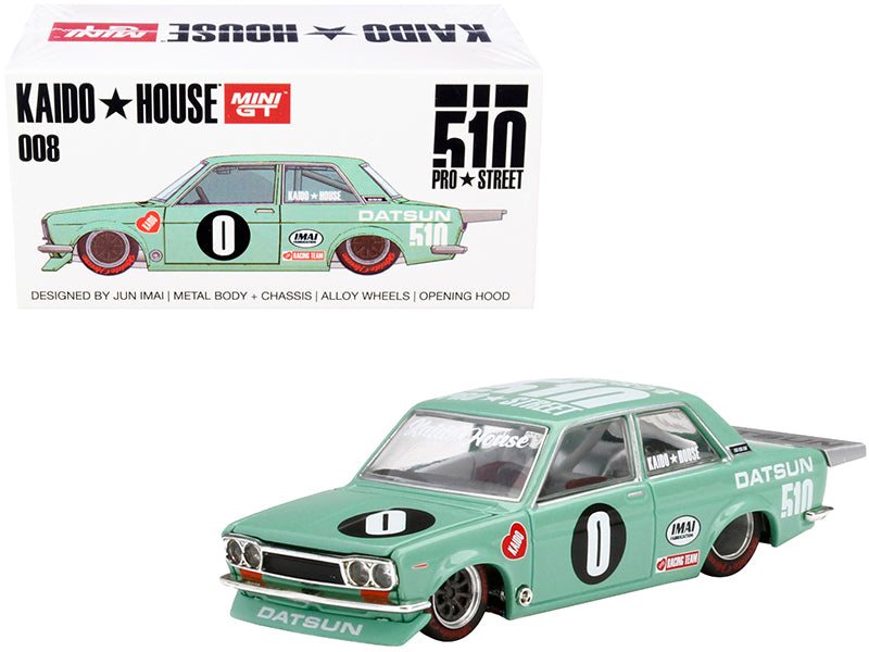 Brand new 1/64 scale diecast car model of Datsun 510 Pro Street KDO510 Light Green Designed by Jun Imai Kaido House Special die cast model c