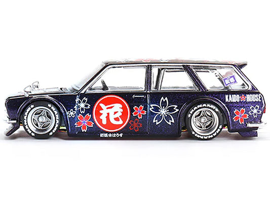 Datsun 510 Wagon Hanami V3 1:64 Scale Purple Diecast Model Car
