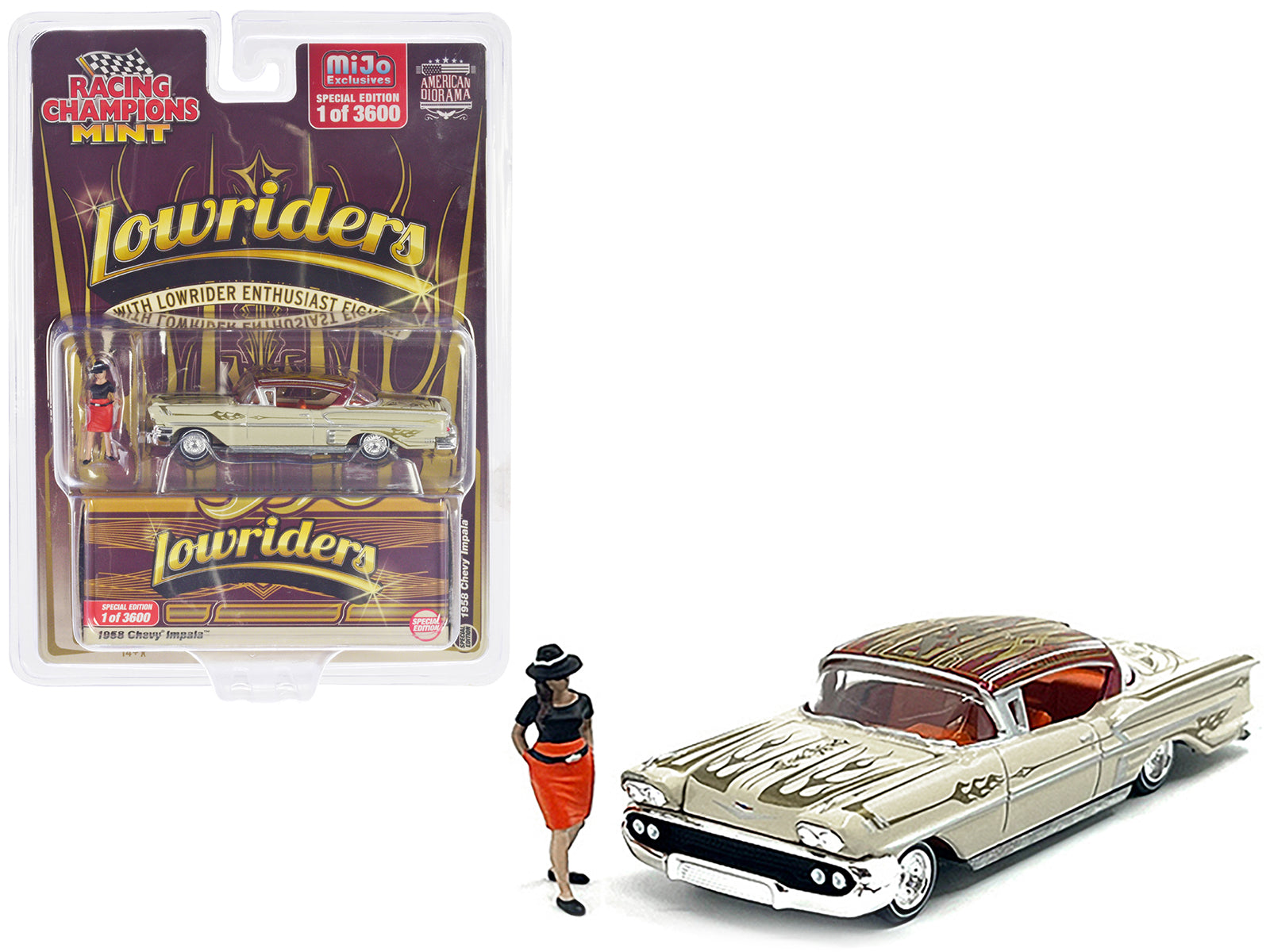 1958 Chevrolet Impala Lowrider Beige Diecast Model Car Lowriders