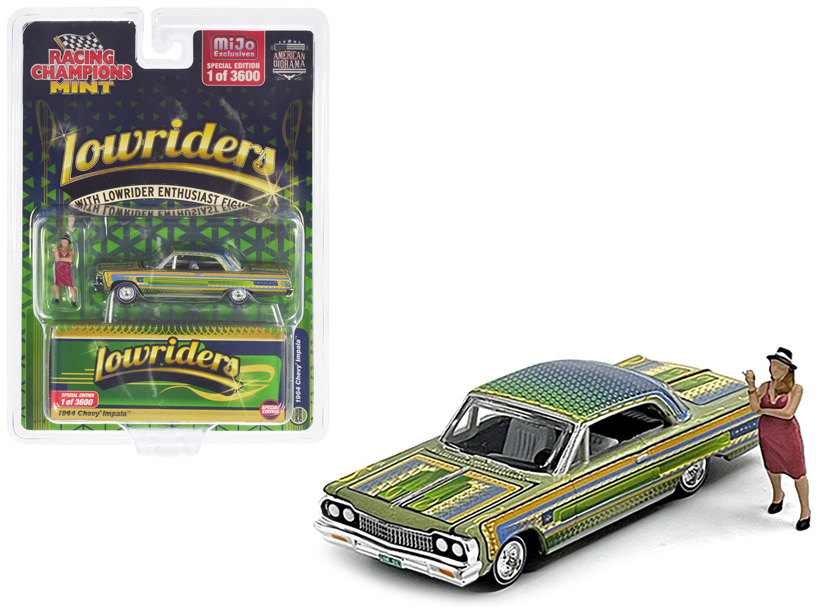 1964 Chevrolet Impala Lowrider Green Diecast Model Car Lowriders