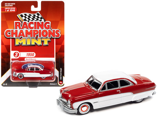 Brand new 1/64 scale diecast car model of 1950 Ford Coupe Red and White Racing Champions Mint 2022 Release 2 Limited Edition to 8548 pieces 