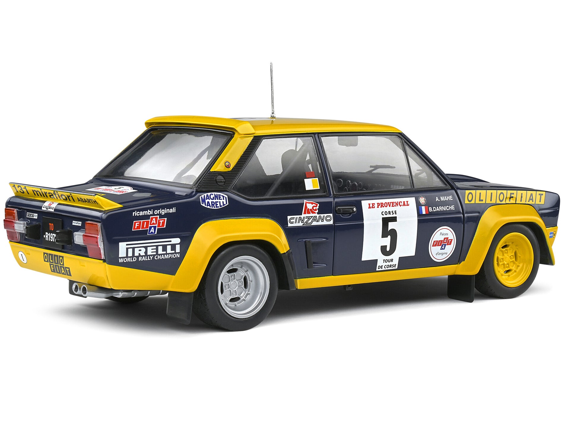 Brand new 1/18 scale diecast car model of Fiat 131 Abarth #5 Bernard Darniche - Alain Mahe Winner Tour De Corse 1977 die cast model car by S