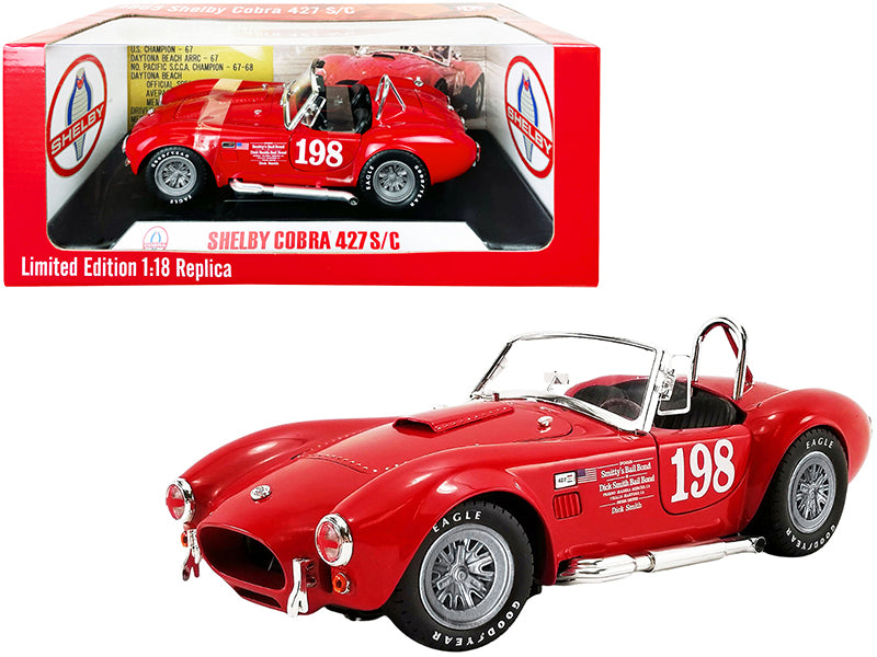 Brand new 1/18 scale diecast car model of 1965 Shelby Cobra 427 S/C Convertible #198 Red ACME Exclusive die cast model car by Shelby Collect