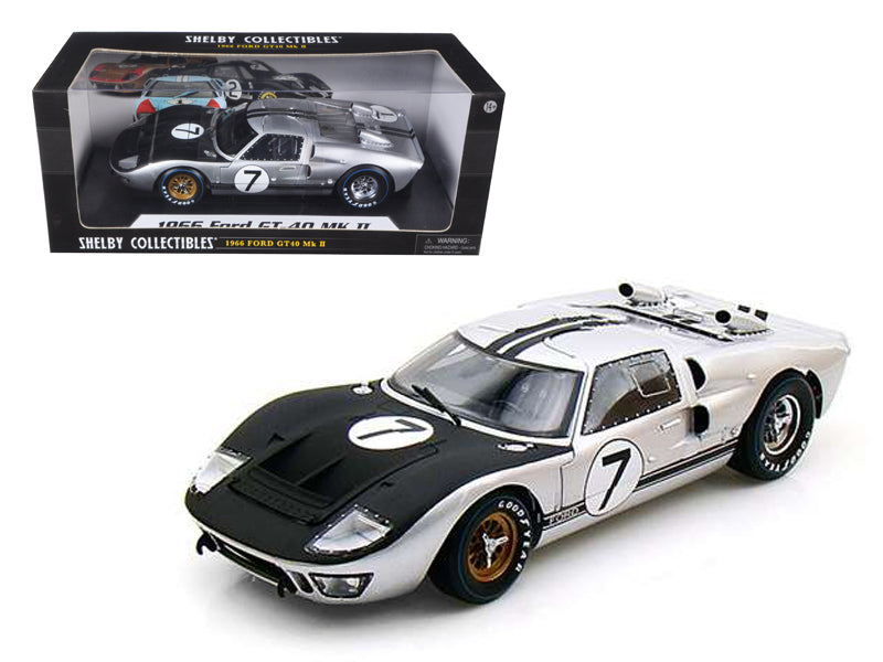 Brand new 1/18 scale diecast car model of 1966 Ford GT-40 MK II #7 Silver die cast model car by Shelby Collectibles.
Br