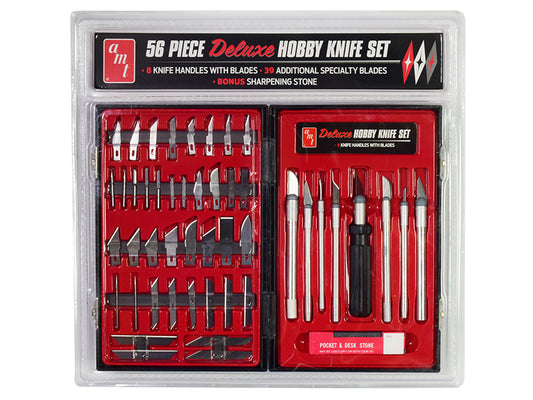 Brand new 56 Piece Deluxe Hobby Knife Set (Skill 3) for model kits by AMT.
Brand new box.
Pocket and desk stone may be