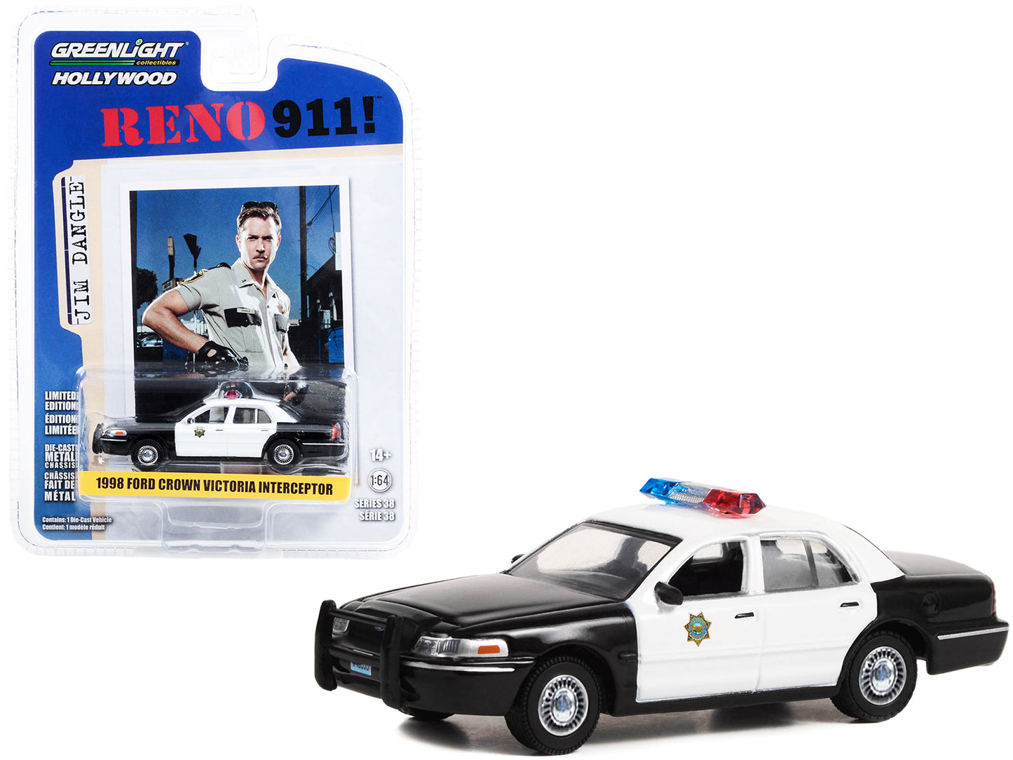 1998 Ford Crown Victoria Black & White Diecast Model Car Reno 911