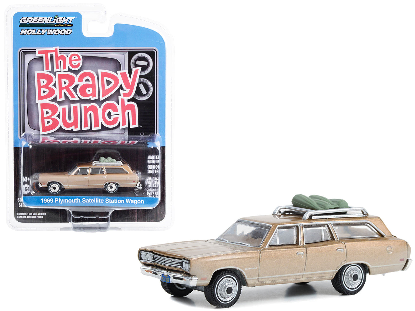 <span style=font-family: Arial; font-size: x-small;>Brand new 1/64 scale diecast car model of 1969 Plymouth Satellite Station Wagon Gold Met